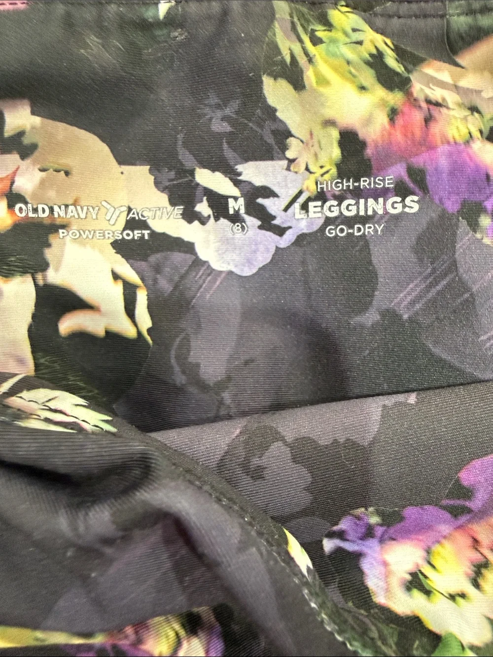 Old Navy Black Floral Performance Leggings